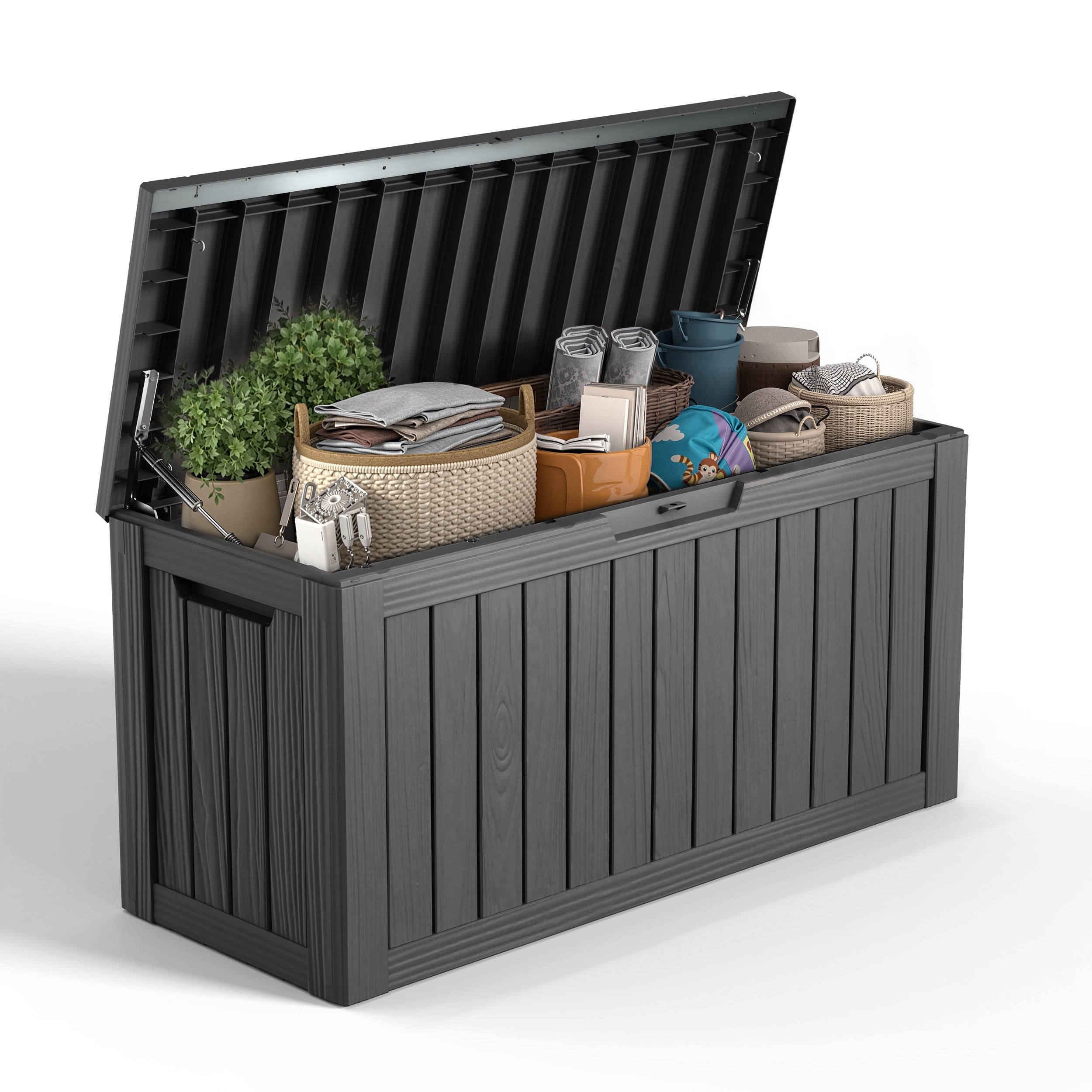 Walmart Black Friday Deals 2025 - 80 Gallon Resin Deck Box, Lockable Patio Outdoor Storage Box for Furniture, Garden Tools and Tools Storage, Waterproof Outside Storage Boxes