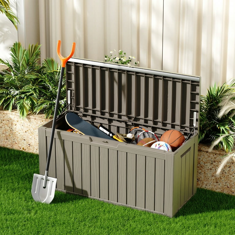 Outdoor Tan Plastic Box Hose Garden Access.