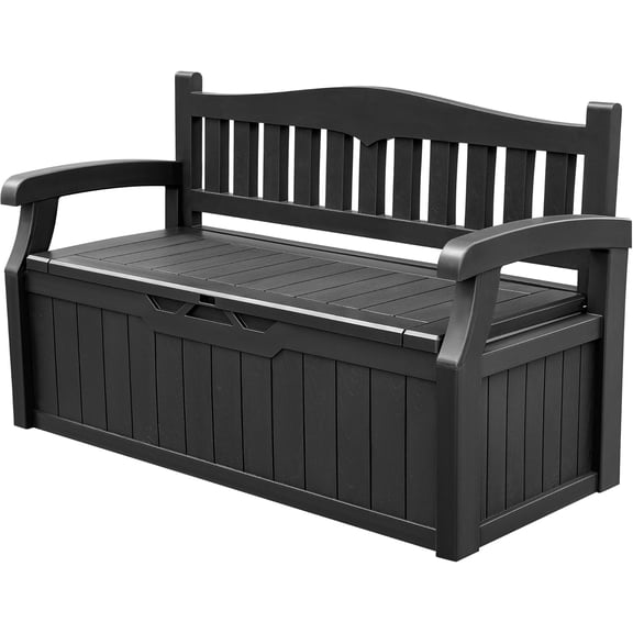 80 Gallon Storage Bench Deck Box Lockable for Patio Furniture, Garden Decor and Outdoor Seating for Cushions, Garden Tools and Pool Supplies (Black)
