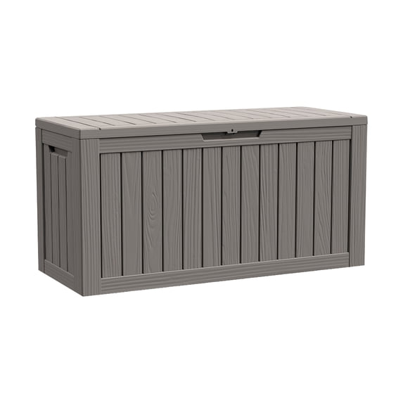 80 Gallon Waterproof Deck Box Patio Furniture Storage Box with Lockable Lid, Resin Outdoor Storage Bin for Garden, Yard, Poolside, Gray
