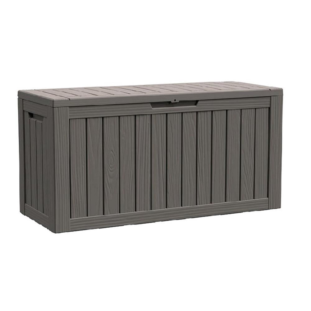 80-Gallon Weatherproof Outdoor Storage Box with Woodgrain Finish ...