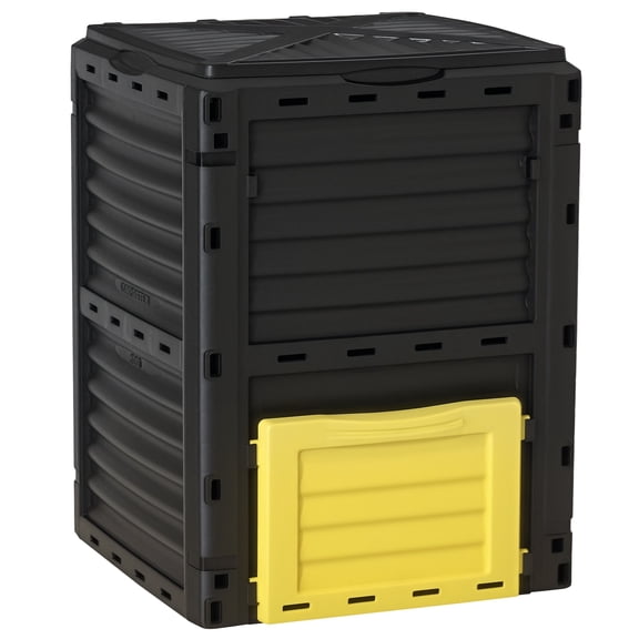 80 Gallon Yellow Plastic Outdoor Aerating Composter Composting Bin with Ventilation System Yellow