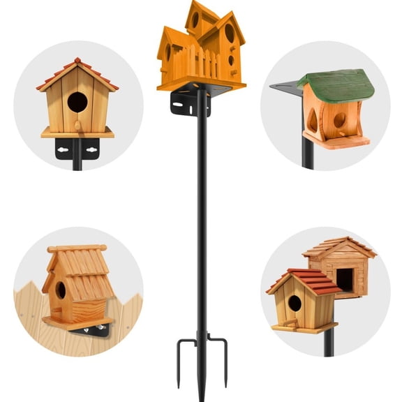 80" Heavy-Duty Adjustable Metal Bird Feeder Pole, Black