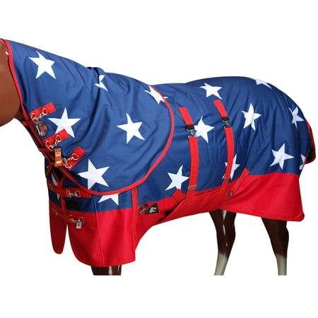 80" Hilason 1200D Waterproof Horse Hood Blanket Belly Wrap American Flag