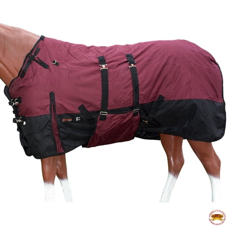 80 In Hilason 1200D Ripstop Waterproof Turnout Winter Turnout Horse Blanket Wine