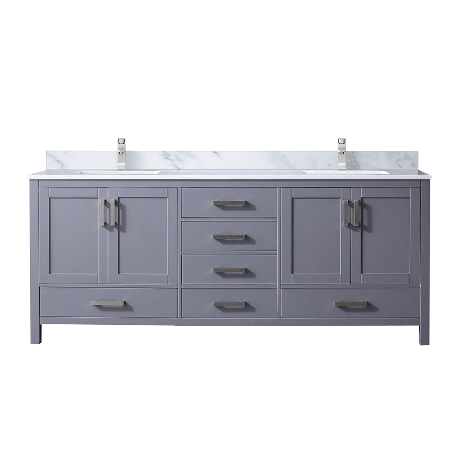 80 In. W Dark Grey Bath Vanity With Marble Top And Included Faucet ...