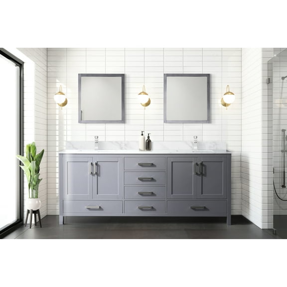 80 In. W X 22 D Dark Grey Vanity With Marble Counter And 30" Mirrors - To Scratches, Stains, Provides Ample Storage Bath 80" 22", Top, Included Soft Close, Two Cabinets, Six Drawers For Improvement