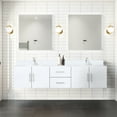 thumbnail image 1 of 80 In. W X 22 D Glossy White Vanity For Bathroom - Marble Countertop, Solid Wood Frame, Soft Close, Two Drawers & Open Cabinet Shelf, Faucet Ready Bath Cultured Wood, Close Doors, Abundant Storage, 1 of 4