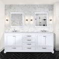 thumbnail image 1 of 80 In. W X 22 D White Double Bath Vanity With Marble Top & Faucet - Soft Close, To Scratches And Stains, Abundant Storage Two Cabinets Six Drawers Inside Furniture Countertop Sufficient, 1 of 7