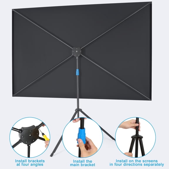 80-Inch 16:9 4K Portable Projector Screen with Stand, Outdoor/Indoor Movie Screen with 1.3 Gain Fiberglass Surface for Home Theater and Mobile Viewing