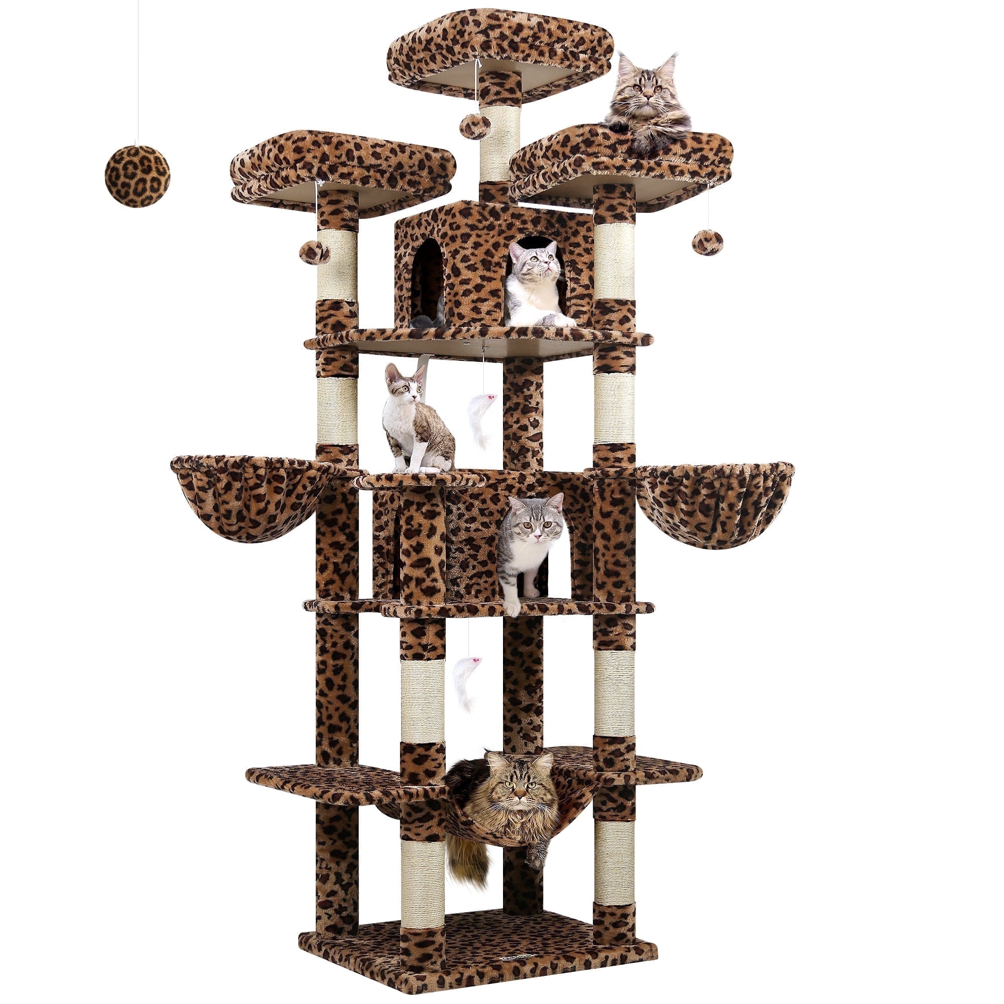 Walmart daily deals:  80-Inch Big Cat Tower for Indoor Cats - XXL Cat Tree with Scratching Posts, Hammock & Leopard Print