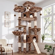 Globlazer 83 Multi-Level Large Cat Tree Tower for Indoor Cats with Sisal Scratching Post, Hammock & 2 Condos,Leopard Print