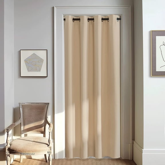 80 Inch Curtain For Doorway - Thermal Insulated Grommet Window Treatments Room Darkening Sound Reducing Bedroom/home Office (biscotti Beige 1 Panel W46 X L80)