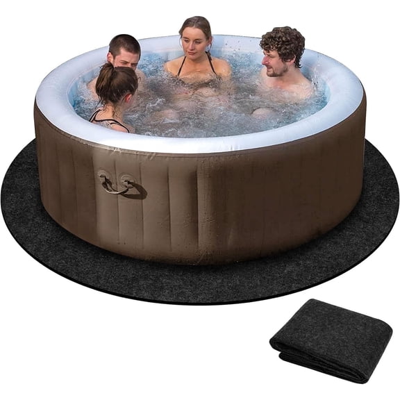 FANGNISN 80-Inch Round Hot Tub Mat, Water-Absorbing, Slip-Proof, Portable Spa Accessory Gray