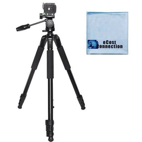 80" Inch Elite Series Professional Heavy Duty w/ Angled Legs, Action Camera Tripod For Canon Cameras + eCostConnection Microfiber Cloth