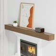 thumbnail image 1 of 80 Inch Fireplace Mantel, Pine Wood Wall-Hanging Floating Shelf, Natural Wood Display Shelf, Wall Art and Home Decor, Easy to Install, Strong and Durable, for Living Room, Bedroom, Kitchen, Walnut, 1 of 7