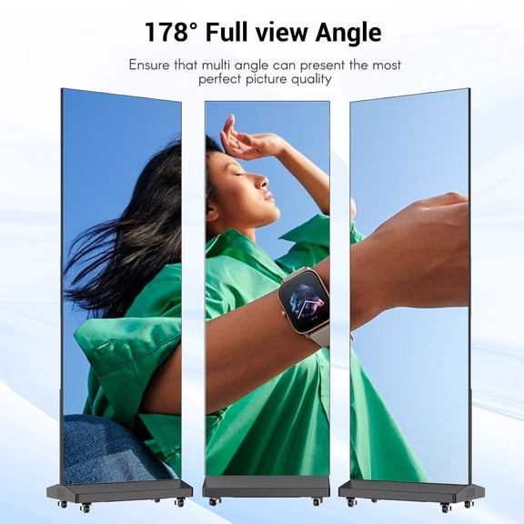 80 Inch LED Digital Signage Display, Foldable Seamless Stitching Kiosk, P1.86 GOB LED Screen Poster with Flight Case, Commercial Advertising Display for Events, Rentals and Weddings (Black, 1 Unit)
