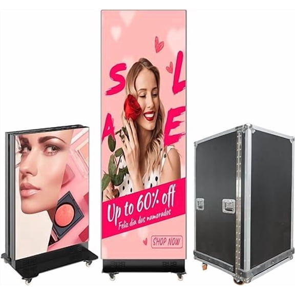 80 Inch LED Digital Signage Display, Foldable Seamless Stitching Kiosk, P1.86 GOB LED Screen Poster With Flight Case | 360SPB