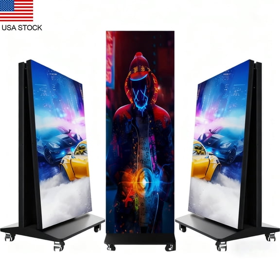 80 Inch LED Digital Signage Display, Foldable Seamless Stitching Kiosk, P1.86 GOB LED Screen Poster With Flight Case | 360SPB
