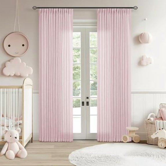 80 Inch Pink Pinch Pleated Semi Sheer Curtains for Girls Bedroom Living ...
