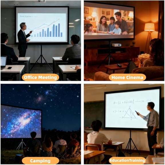 80 Inch Projector Screen with Stand, Portable 4K HD PVC Projection Screen, Tripod Projector Screen with Carrying Case for Indoor&Outdoor Movie Night, Wrinkle-Free,16:9