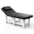 thumbnail image 1 of Stationary Massage Table Folding Bed with Backrest, Holaki Modern Heavy Metal Frame PU Leather Massage Bed with Storage Shelf for Treatment Table Physical Therapy Table Spa Facial Bed, Black, 1 of 9