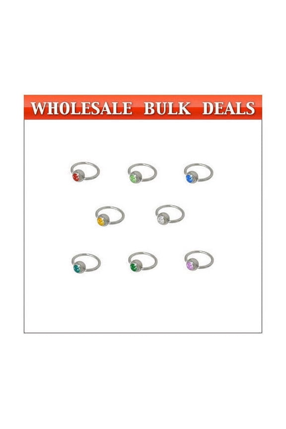 80 Jeweled Captive Bead Rings in 14G 7/16" Inch (11mm) - Bulk3