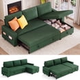 thumbnail image 1 of 80" L Shaped Couch, Lofka Sectional Sleeper Sofa with Pull Out Bed, Convertible Sofa Bed with Reversible Storage Chaise for Living Room, Green, 1 of 9