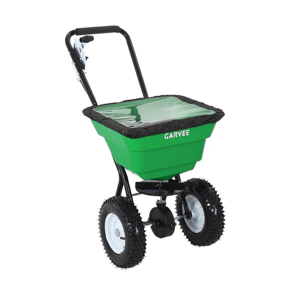 80 LBS Push Broadcast Spreader, 12FT Spreading Width, 13in All-Terrain Wheels, Adjustable Flow Control, Heavy Duty Walk Behind Lawn Spreader for Fertilizer, Grass Seed, Ice Melt, Salt,Green