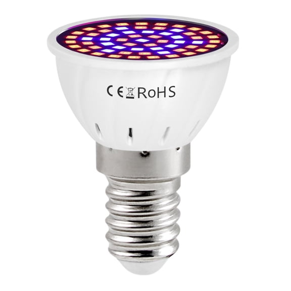 80 LED Lights Grow Light Bulb – Full Spectrum for Herbs & Medical Plants, Indoor/Outdoor Growing, E14 Base, Red & Blue Lights