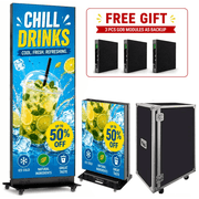 80" LED Screen Display, P1.86 LED Poster, GOB Digital Signage, Spliceable Foldable Advertising Display USB Plug&Play, APP Remote Control for Events/Rentals/Weddings, WiFi/USB/HDMI, Flight Case