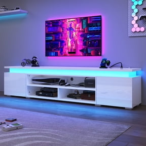 80" LED TV Stand with Power Outlet for up 90" TVs, Modern Large Entertainment Center Long Sounbar Media Console Table Stand for Living Room