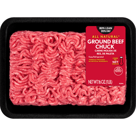 80% Lean / 20% Fat Ground Beef Chuck, 1 lb Tray, Fresh, All Natural*
