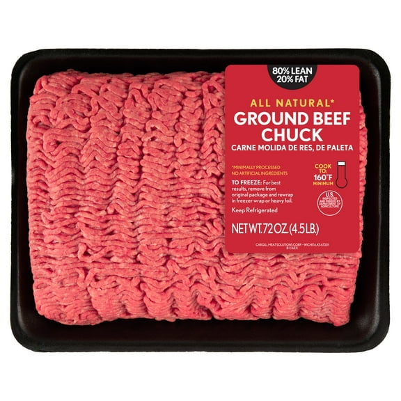 80% Lean / 20% Fat Ground Beef Chuck, 4.5 lb Tray, Fresh, All Natural*
