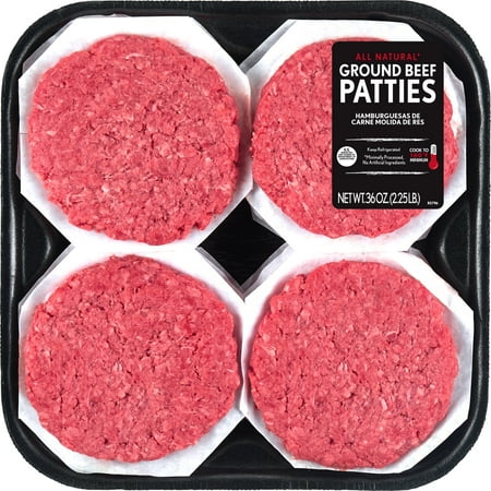 80% Lean / 20% Fat Ground Beef Patties, 12 Count, 2.25 lb Tray, Fresh, All Natural*