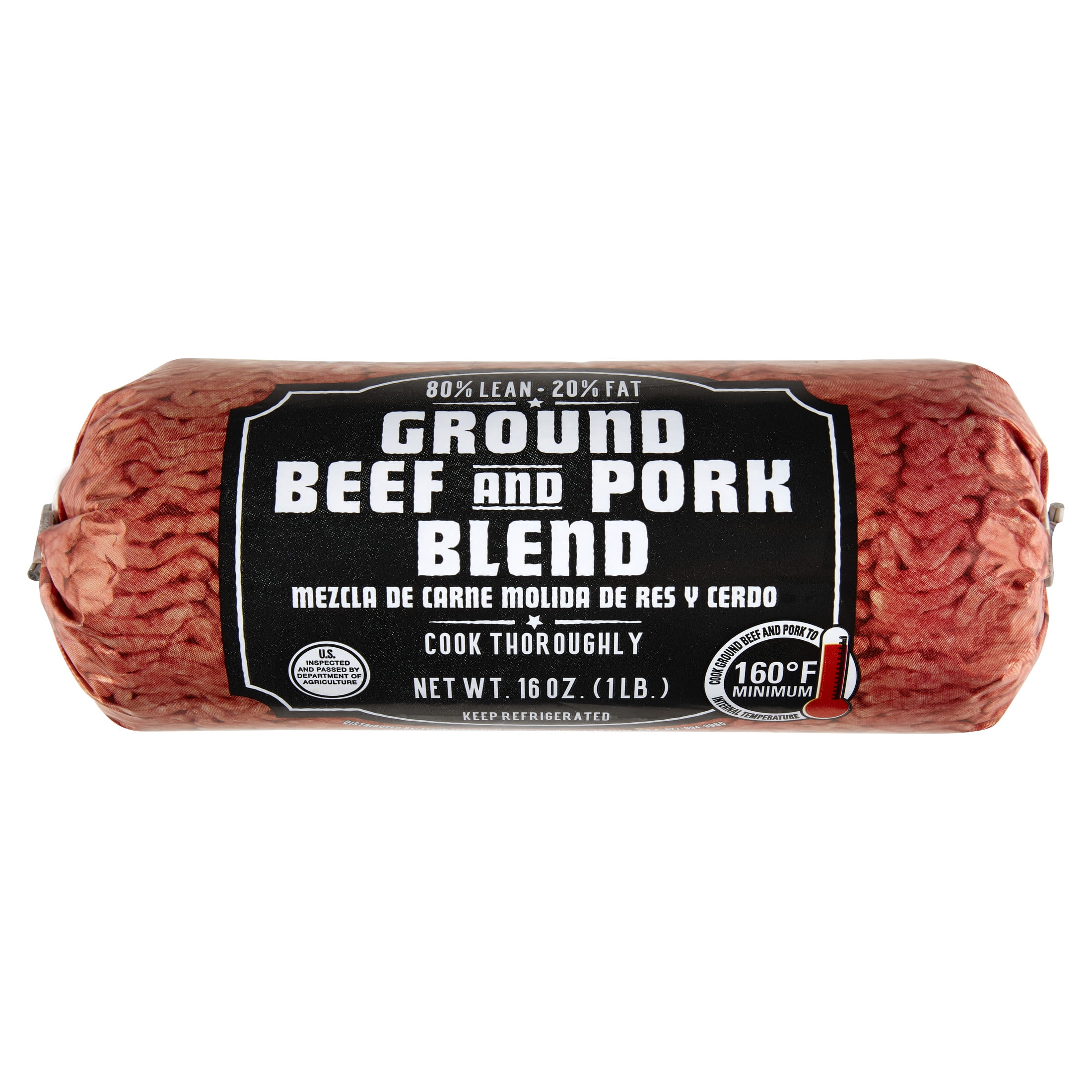 80% Lean/20% Fat Ground Beef and Pork Blend, 1 lb Roll