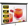 thumbnail image 1 of 80" Manual Pull-Down Projector Screen HD Home Movie Theater 16:9 Screen Black, 1 of 9
