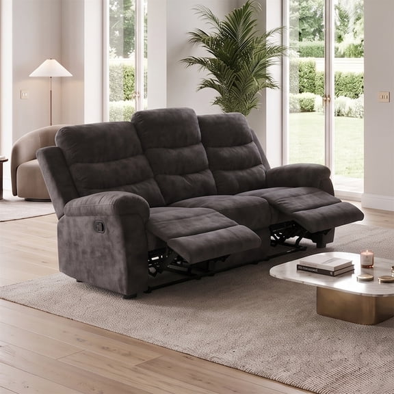 80" Manual Reclining 3-Seat Sofa Couch for Living Room, Gray