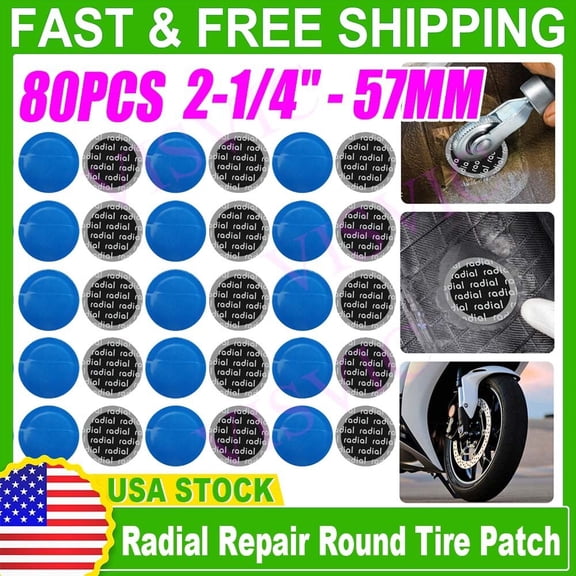 (80) Medium Radial Repair Round Tire Patch 2.1/4" - 57 MM Superior Quality