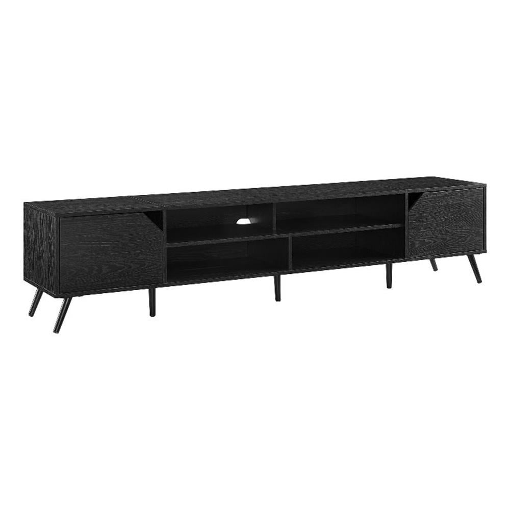 Black 80" Modern TV Stand with Cabinets and Open Shelves