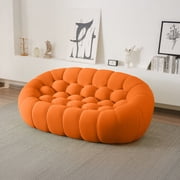 80 Modern Bubble Couch Loveseat, Oversized Curved Couches, Lazy Curved Bubble Floor Sofa, 3D Textile Mesh Fabric for Living Room,Office,Apartment,No-Assembly, Orange Couch