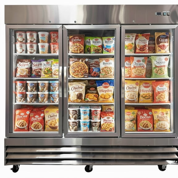 80 NSF Certified 3-Glass-Door Commercial Freezer | Stainless Steel | Bottom-Mount Compressor | 8F to 0F | LED Interior Lighting | R290 Eco Refrigerant | ETL & NSF Certified