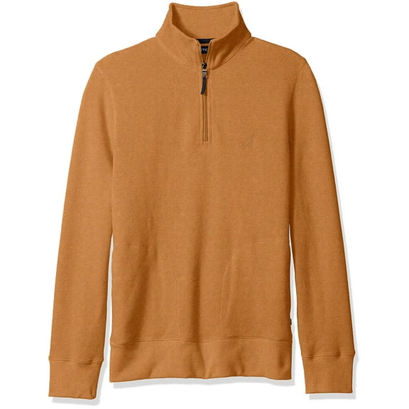 $80 Nautica Men's 1/2 Zip Knitted Mock-Neck Sweater,Cotton, Apricot, Size XL.