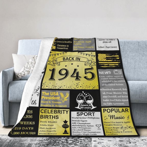 80 Old Birthday Gifts Men Women, Back in 1945 Birthday Blanket Gifts for Him, Best Blanket Presents for 80th Men, 1945 Birthday Blanket Presents 60x50