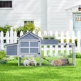 thumbnail image 1 of 80" Outdoor Wood Chicken Coop, 2-Tier Hen House with Openable PVC Roof & Planter Box, Nesting Box, Run, and Easy-Clean Tray, Backyard Patio Poultry Habitat, Gray, 1 of 11