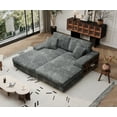 thumbnail image 1 of 80" Oversized Double Chaise Lounges Indoor with Side Shelves, Upholstered Loveseat Sleeper Sofa Bed with Deep Seat and Solid Wood Frame for Living Room, 2 Pieces, Dark Grey, 1 of 6