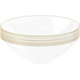 thumbnail image 1 of (80 PACK) EcoQuality 16 oz Clear Plastic Round Bowls with Gold Rim - Disposable Plastic Soup Bowls, Heavy Duty Plastic Salad Bowls, Dessert Bowl for Baby Showers, Weddings, Birthday Party, 1 of 3