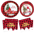 thumbnail image 1 of 80 PCS Christmas Paper Plates and Napkins Sets, Tree Plates and Napkins for Christmas Party Dinner, Xmas Winter Decorations, 1 of 7