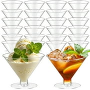 TINANA Disposable Martini Glasses, 24 Count 5oz Clear Plastic Cocktail Cups for Dessert, Wine, Drinks, BPA-Free
