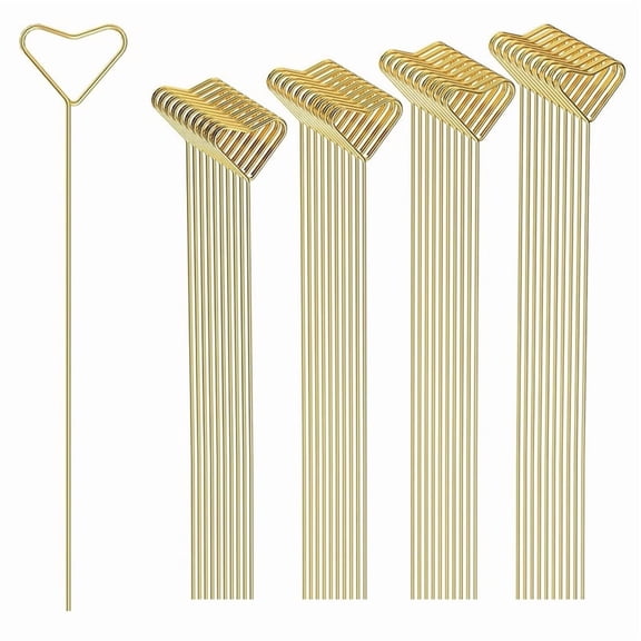 80 PCS Floral Card Holder Picks - Flower Card Holder Sticks for Bouquets, Wedding Centerpieces, Photo Holder Sticks,80 x Card Holder Sticks,Gold